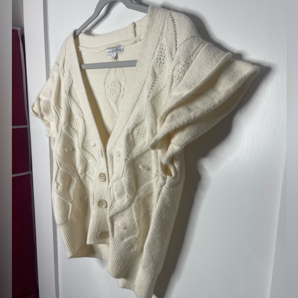 See and Be Seen Cream Button Down Cardigan Sweater - Picture 3 of 7